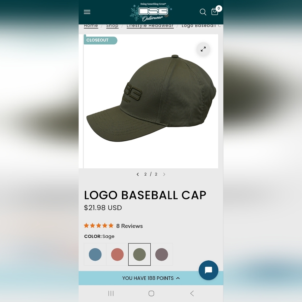 Women's Sage Green DSG Outerwear Logo Baseball Cap NWT - Picture 5 of 5